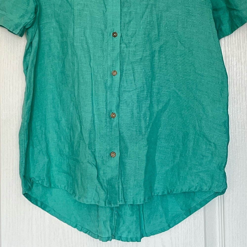 Sundance 100% Linen Mint Green Button Down Top XS Boho Coastal Grandma Eclectic - Picture 3 of 10